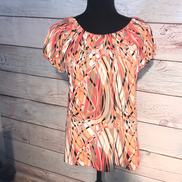 Style & Co. Tops - Small Style & Co pink and orange cap sleeve blouse